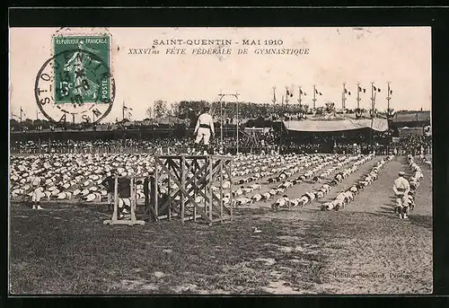 AK Saint-Quentin, XXXVIme Fete Fédérale de Gymnastique, 1910