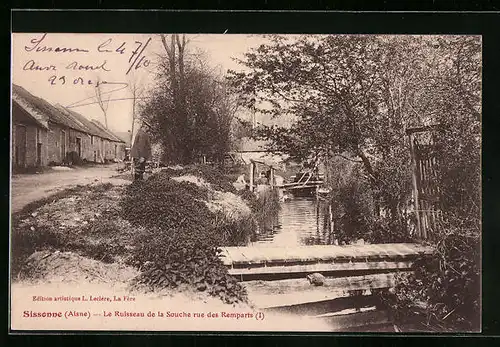 AK Sissonne, Le Ruisseau de la Souche rue des Remparts