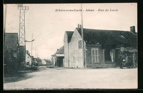 AK Athies-sous-Laon, Rue de Laon