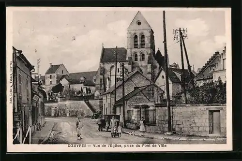 AK Coeuvres, Vue de l`Eglise, prise du Pont de Ville