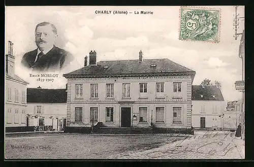 AK Charly, La Mairie, Portrait Emile Morlot (1859 - 1907)