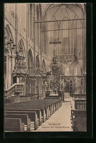 AK Stralsund, Inneres der Nicolai-Kirche