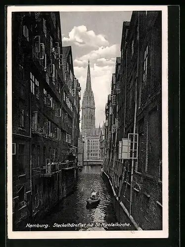 AK Hamburg, Steckelhörnflet mit St. Nicolaikirche