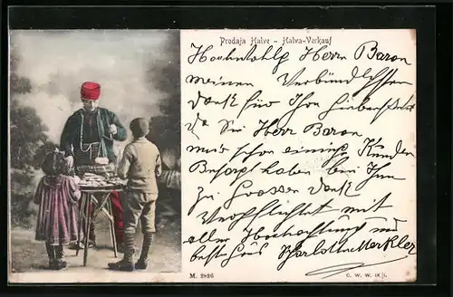 AK Händler beim Halva-Verkauf mit Kindern