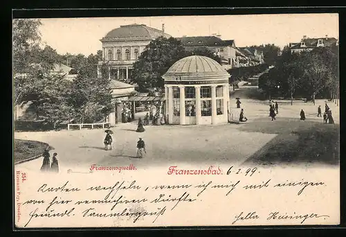 AK Franzensbad, Partie an der Franzensquelle