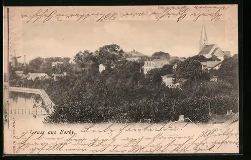 AK Borby, Panorama mit Kirche