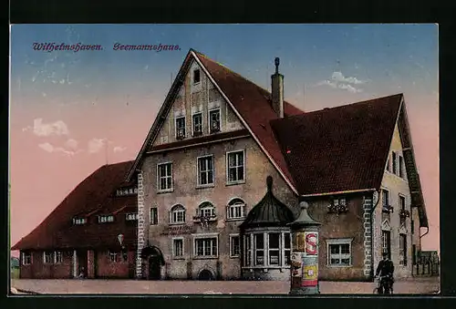 AK Wilhelmshaven, Seemannshaus und Litfasssäule