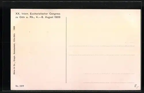 AK Köln, XX. Intern. Eucharistischer Congress 1909, Grosse Prozession, Altar auf dem Neumarkt