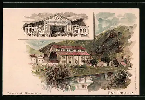 Lithographie Oberammergau, Theater