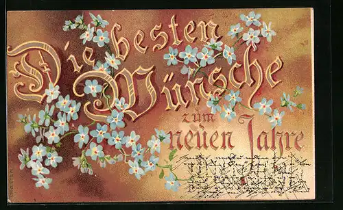 AK Vergissmeinnicht senden beste Wünsche zum neuen Jahre