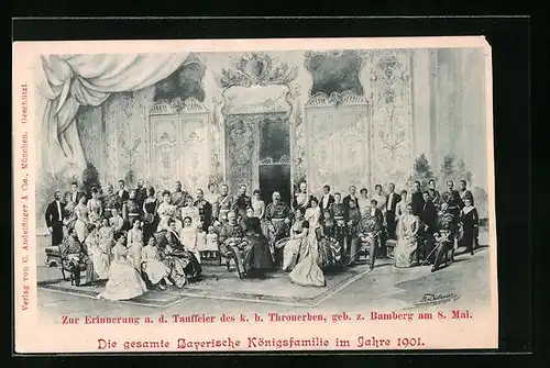 AK Die gesamte Bayerische Königsfamilie um Prinzregent Luitpold im Jahre 1901