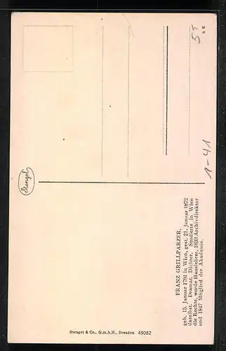 AK Portrait von Franz Grillparzer, Dramat. Dichter