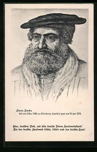 AK Dichter Hans Sachs im Portrait