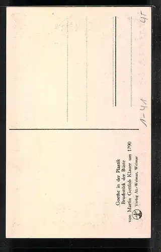 AK Goethe in Plastik, Bruchstück der Büste von Martin Gottlob Klauer