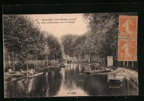 AK Romilly-sur-Seine, un coin pittoresque sur le Canal