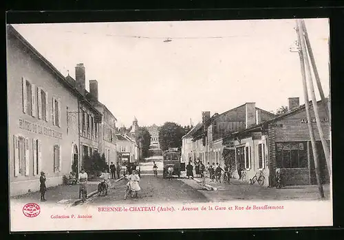 AK Brienne-le-Chateau, Avenue de la Gare et Rue de Beauffremont, Hotel de la Gare Blanche