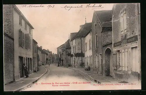 AK Gyé-sur-Seine, Route Nationale
