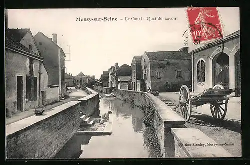 AK Mussy-sur-Seine, le Canal, Quai du Lavoir