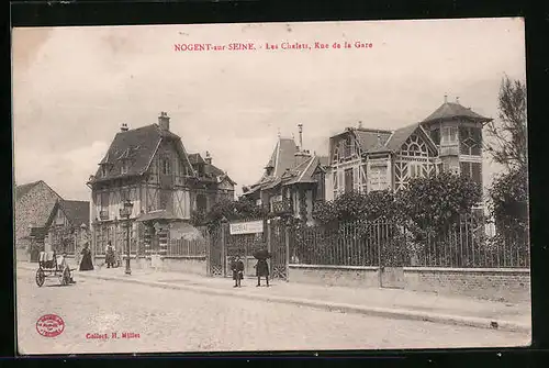 AK Nogent-sur-Seine, les Chalets, Rue de la Gare