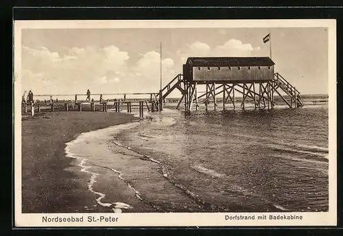 AK St. Peter / Nordsee, Dorfstrand mit Badekabine