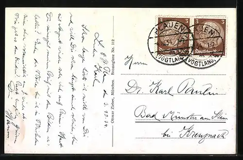 AK Plauen i. V., Altmarkt mit Denkmal und Rathaus