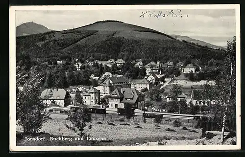 AK Jonsdorf, Ortsansicht mit Buchberg und Lausche