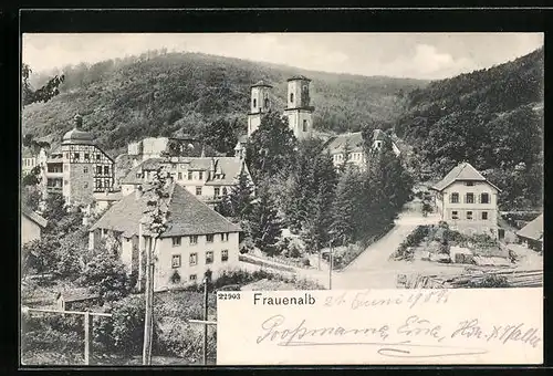 AK Frauenalb, Blick auf Kloster mit Umgebung