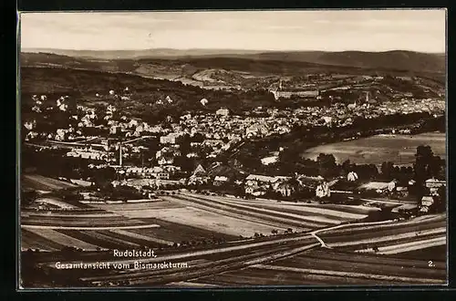 AK Rudolstadt, Gesamtansicht vom Bismarckturm aus