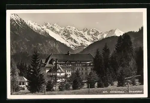 AK Oberstdorf, Stillachhaus mit Gebirgswand