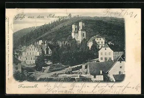 AK Frauenalb / Schwarzwald, Teilansicht mit Kloster