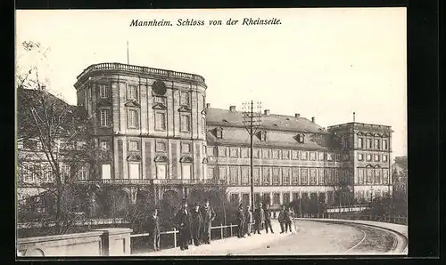 AK Mannheim, Schloss von der Rheinseite gesehen