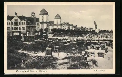AK Binz / Rügen, Strand mit Villen