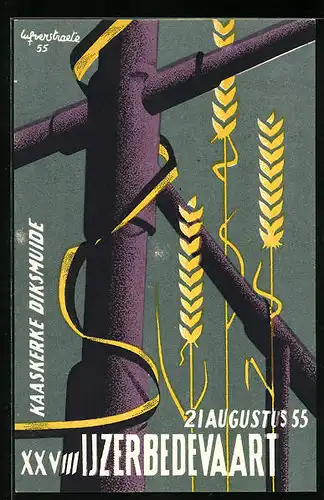 AK Diksmuide, XXVIII. Ijzerbedevaart 1955, Bezoek Vlaanderens Ijzermonument