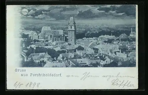 Mondschein-AK Perchtholdsdorf, Teilansicht