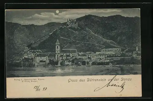 AK Dürrenstein an der Donau, Uferpartie mit Kirche