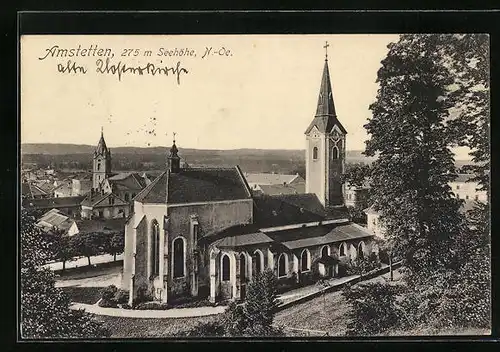 AK Amstetten, Ortspartie mit Kirche