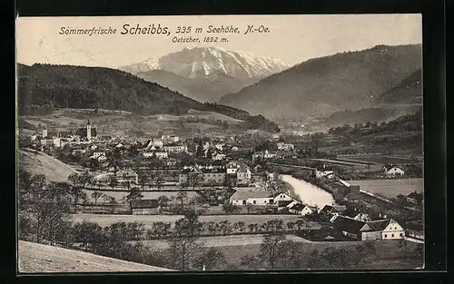 AK Scheibbs, Gesamtansicht mit Blick auf den Oetscher