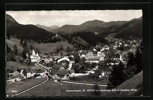 AK St. Aegyd am Neuwalde, Totale vom Berg aus gesehen