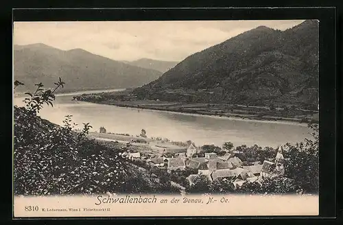 AK Schwallenbach a. d. Donau, Totale vom Berg gesehen