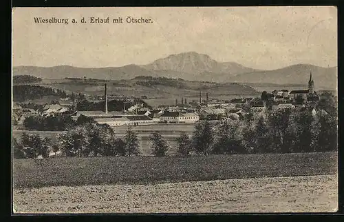 AK Wieselburg a. d. Erlauf, Totale mit Blick auf den Ötscher