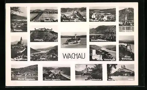 AK Dürnstein, Gesamtansicht, Ruine, verschiedene Orte in der Wachau