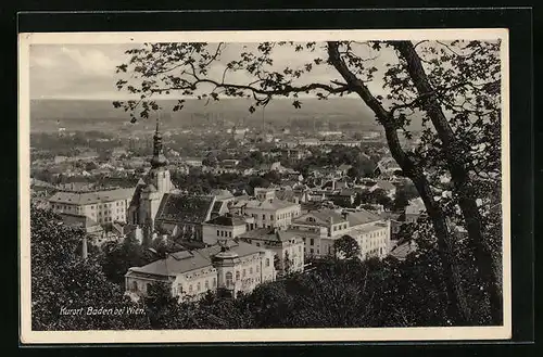 AK Baden bei Wien, Totale vom Berg gesehen