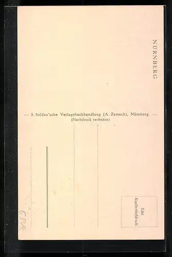 Künstler-AK Nürnberg, Stadtansicht mit Wappen und Trichter