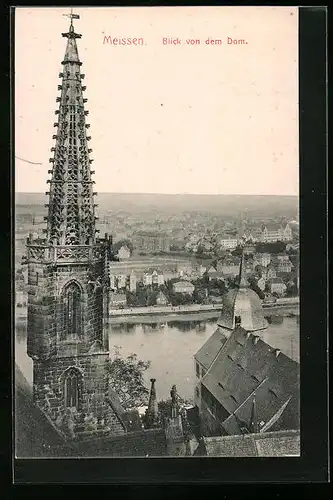 AK Meissen, Stadtansicht vom Dom aus