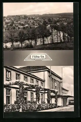 AK Flöha i. Sa., Generalansicht, am Bahnhof