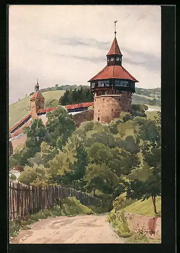 Künstler-AK Esslingen a. N., an der Burg