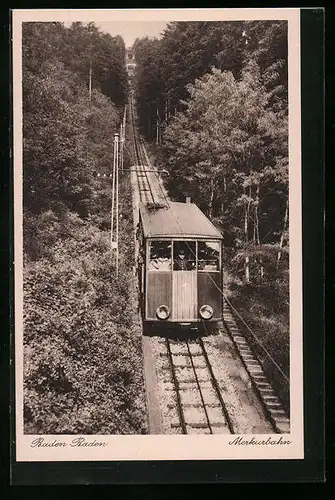 AK Baden Baden, die Merkurbahn am Hang
