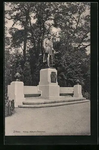 AK Zittau i. Sa., am König Albert-Denkmal