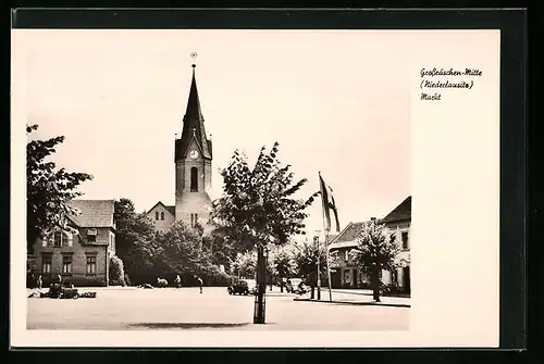 AK Grossräschen-Mitte, Markt mit Kirche