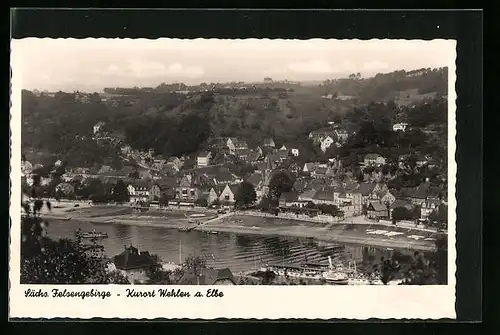 AK Stadt Wehlen / Sächs. Schweiz, Ortsansicht aus der Vogelschau